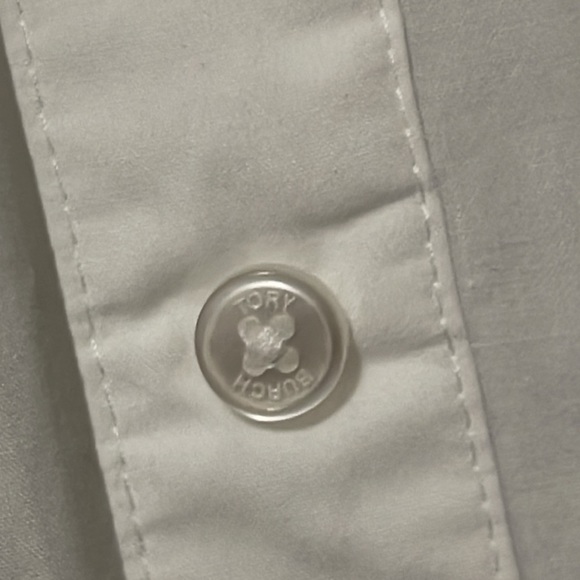 TORY BURCH WOMEN'S ALLISON POPLIN WHITE BUTTON DOWN TOP - Picture 15 of 15